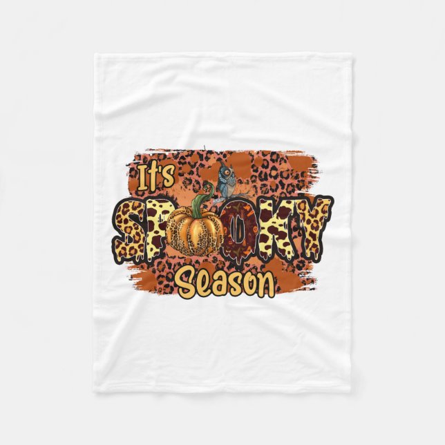 Halloween It Is Spooky Season Birthday Fleece Blanket (Front)