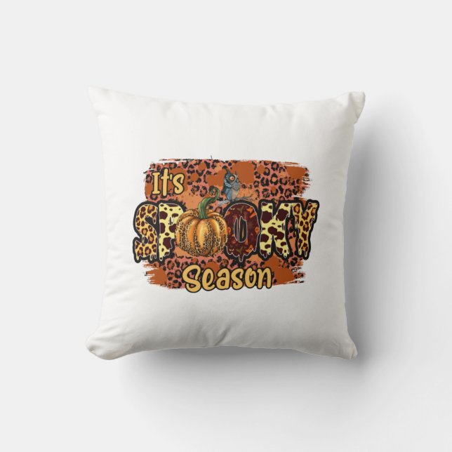 Halloween It Is Spooky Season Birthday Throw Pillow (Front)