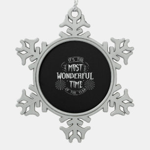 Halloween It Is The Most Wonderful Time Birthday Snowflake Pewter Christmas Ornament