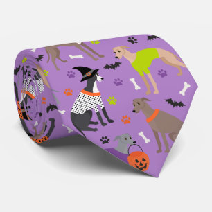 Halloween Italian Greyhound Neck Tie