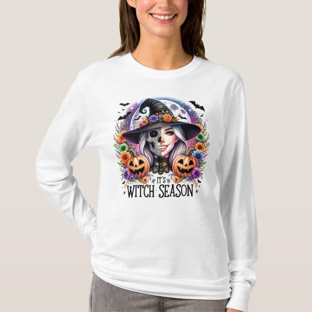 Halloween-"It's Witch Season" - L/S T-Shirt White (Front)