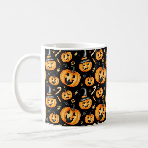 Halloween Jack_o_Lantern and Candy Pattern Coffee Mug