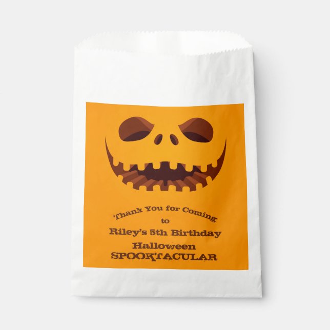 Halloween Jack o' Lantern Birthday Party Favor Bag (Front)