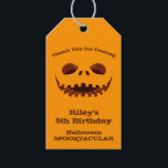 Halloween Jack o' Lantern Birthday Party Favor Gift Tags<br><div class="desc">A creepy jack o' lantern carved smile is featured on these Halloween birthday party favor gift tags,  just change the wording for your occasion. MATCHING items in our store.</div>