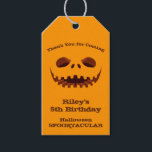 Halloween Jack o' Lantern Birthday Party Favor Gift Tags<br><div class="desc">A creepy jack o' lantern carved smile is featured on these Halloween birthday party favor gift tags,  just change the wording for your occasion. MATCHING items in our store.</div>