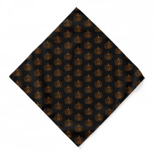 Halloween jack o lantern black orange pattern dog bandana