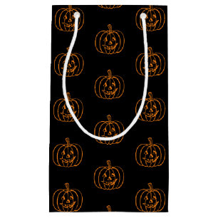 Halloween jack o lantern black orange pattern small gift bag
