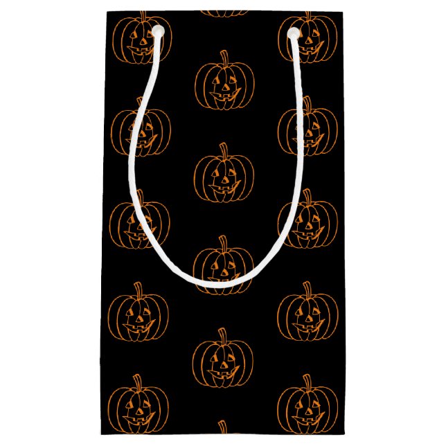 Halloween jack o lantern black orange pattern small gift bag (Front)