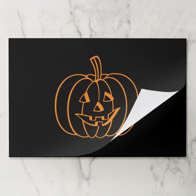Halloween jack o lantern black orange placemats (Folded)