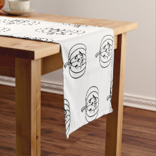 Halloween jack o lantern black white cute pattern short table runner