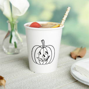 Halloween jack o lantern black white spooky paper cups
