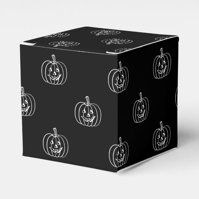 Halloween jack o lantern black white treats favor boxes (Front Side)