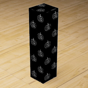 Halloween jack o lantern black white treats wine box
