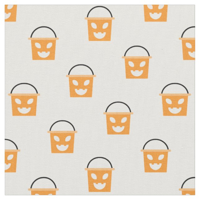 Halloween Jack-O-Lantern Candy Bucket Pattern Fabric (Close Up)