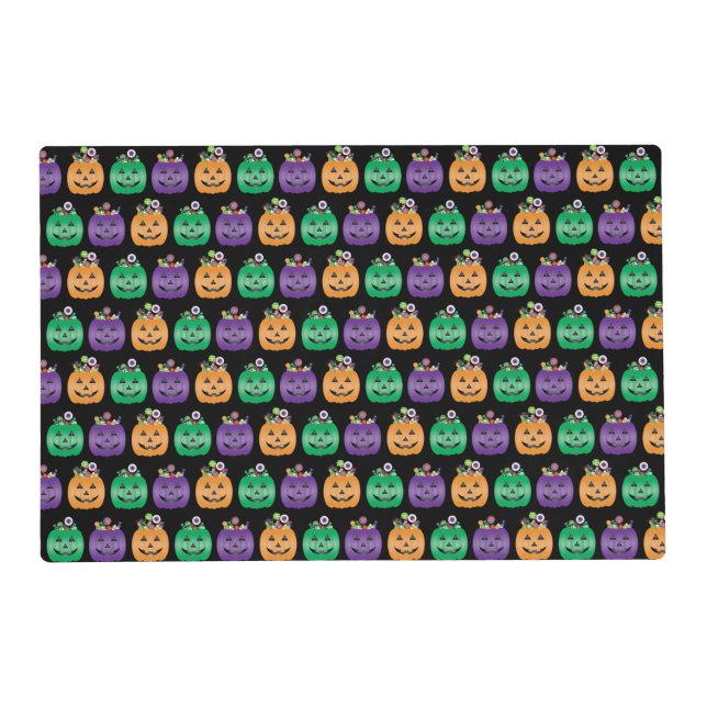 Halloween Jack O Lantern Candy Pail Placemat (Front)