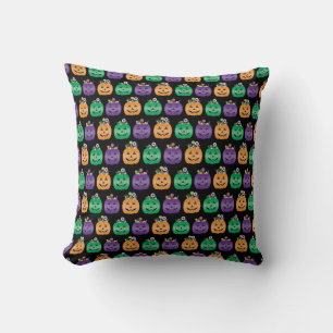 Halloween Jack O Lantern Candy Pail Throw Pillow