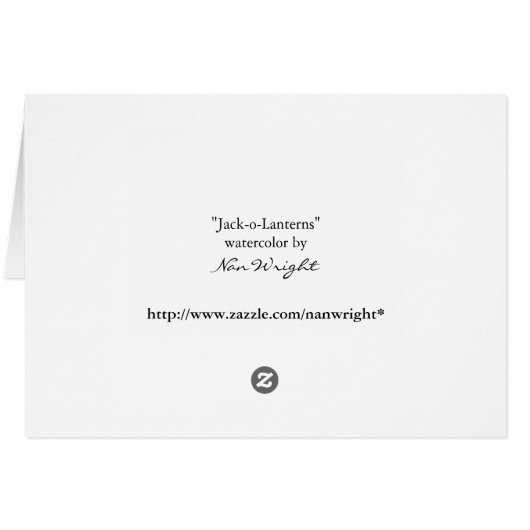 Halloween Jack-O-Lantern Card (Back Horizontal)