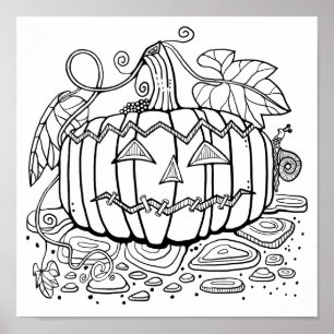 Halloween Jack O’Lantern Coloring Page Art Poster