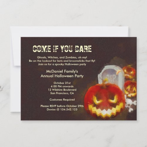 Halloween Jack O Lantern Costume Party Invitation