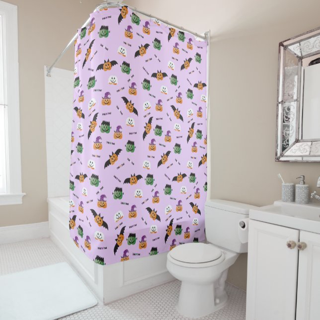 Halloween Jack O Lantern Costume Purple Shower Curtain (In Situ)
