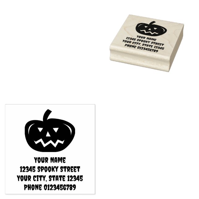 Halloween jack o lantern custom return address rubber stamp (Stamped)