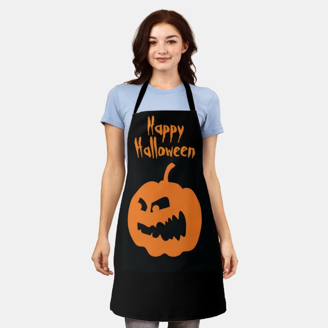 Halloween Jack-O-Lantern Design Apron (Worn)