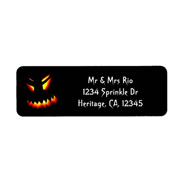 Halloween Jack-O-Lantern Face Address Label (Front)