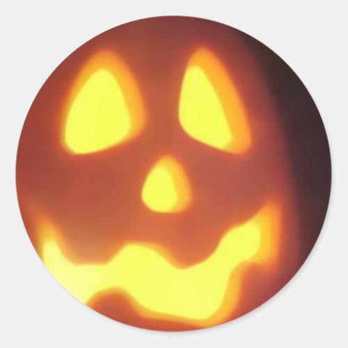 Halloween Jack_O_Lantern Face  Classic Round Sticker