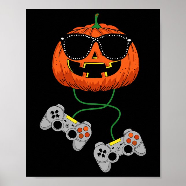 Halloween Jack O Lantern Gamer Boys Kids Men Fun H Poster (Front)
