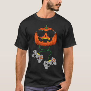 Halloween Jack O Lantern Gamer Boys Kids Men Fun H T-Shirt