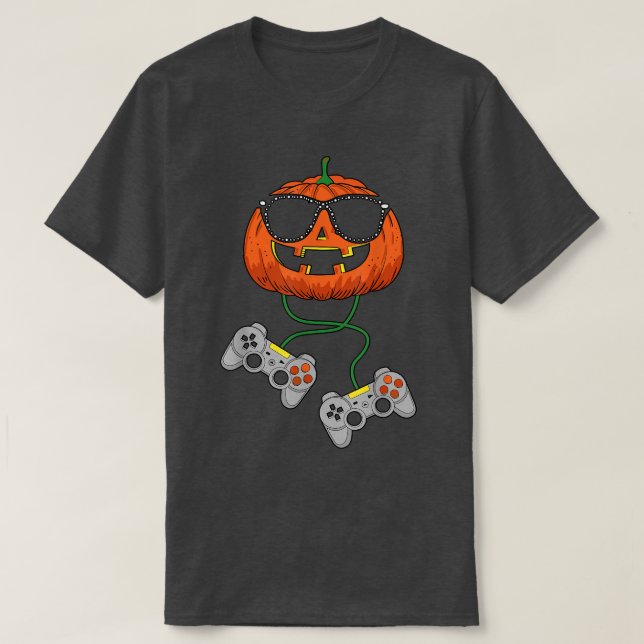 Halloween Jack O Lantern Gamer Boys Kids Men Funny T-Shirt (Design Front)