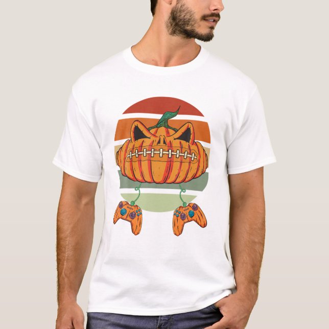 Halloween Jack O Lantern Gamer Funny Video Games B T-Shirt (Front)