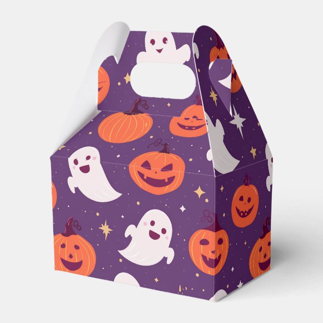 Halloween jack o lantern ghost pattern favor boxes (Front Side)