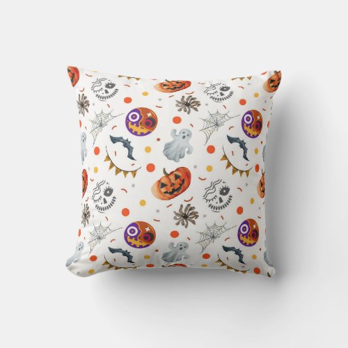 Halloween Jack O Lantern Ghost  Zombie Pattern Throw Pillow