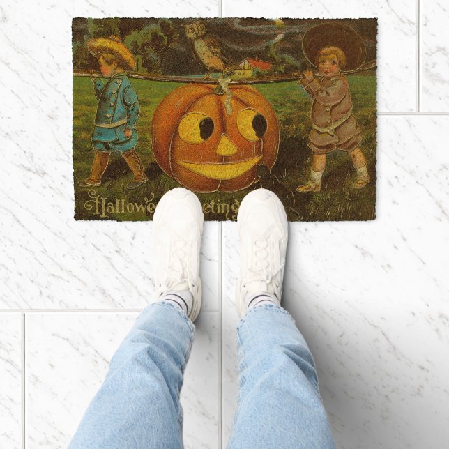 Halloween Jack-o-Lantern Harvest Night by Kids   Fiber Doormat (Insitu)