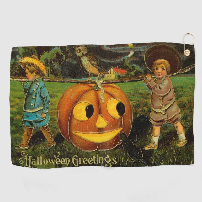 Halloween Jack-o-Lantern Harvest Night by Kids   Golf Towel (Horizontal)