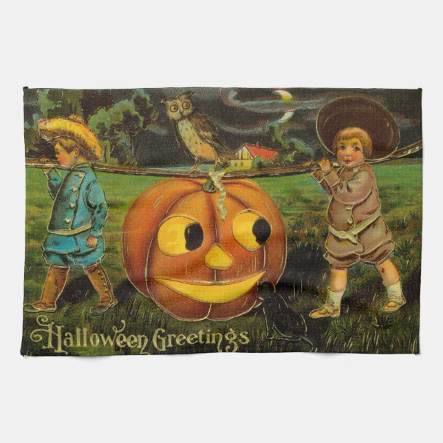 Halloween Jack-o-Lantern Harvest Night by Kids   Kitchen Towel (Horizontal)