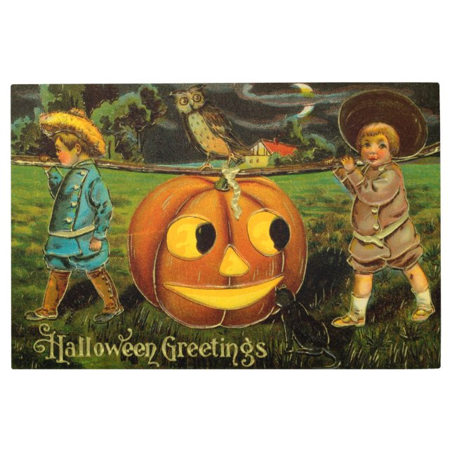 Halloween Jack-o-Lantern Harvest Night by Kids   Metal Print (Front)