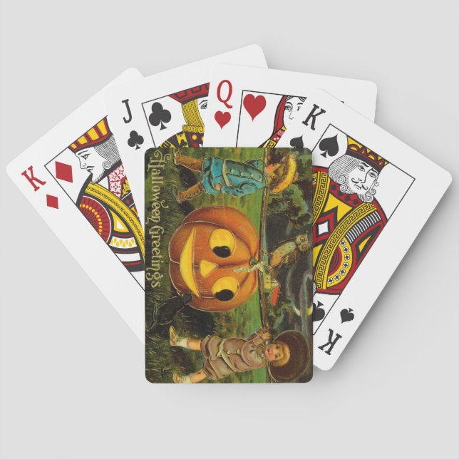 Halloween Jack-o-Lantern Harvest Night by Kids   Poker Cards (Back)