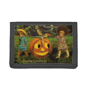 Halloween Jack-o-Lantern Harvest Night by Kids Tri-fold Wallet