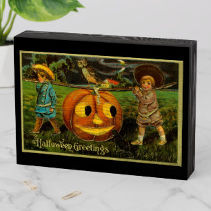 Halloween Jack-o-Lantern Harvest Night by Kids Wooden Box Sign