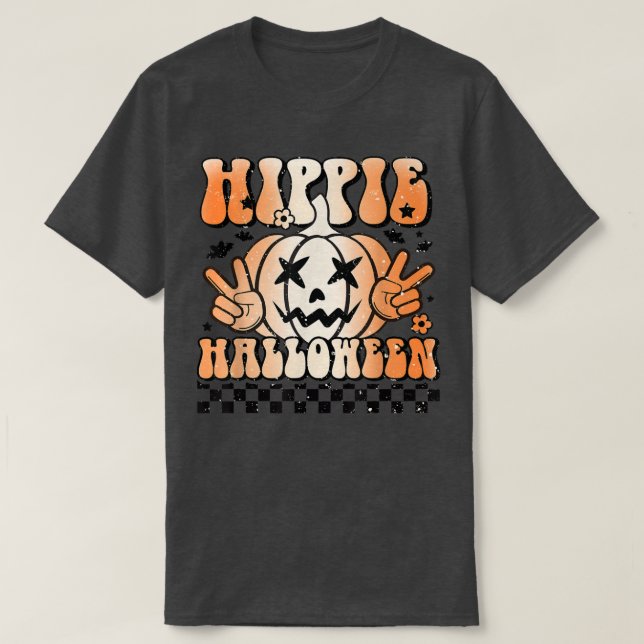 Halloween Jack O Lantern Hippie Halloween Hippie W T-Shirt (Design Front)