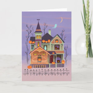 Halloween Jack-o'-lantern House Card