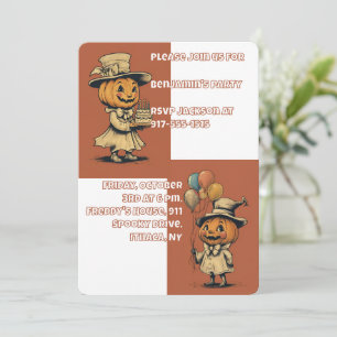 Halloween Jack o Lantern in Orange Invitation