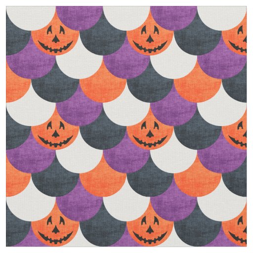 Halloween Jack-o’-Lantern Mermaid Scales Pattern Fabric