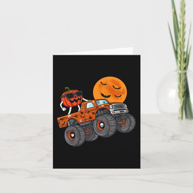 Halloween Jack O Lantern Monster Truck Toddler Boy Card (Front)