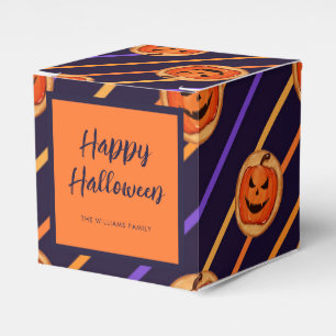 Halloween Jack-O-Lantern Navy Stripes Favor Boxes