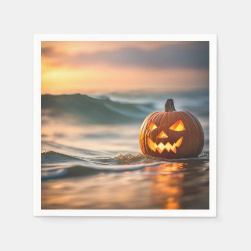 Halloween Jack_o_Lantern On Seashore Napkins