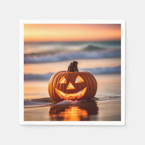 Halloween Jack_o_Lantern On The Beach Napkins