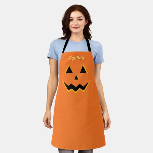 Halloween Jack O Lantern Pumpkin All_Over Print Apron
